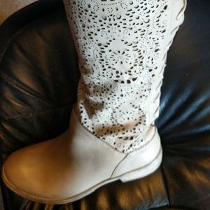 Sundance Lucera Laser Cut Lace Leather Boot